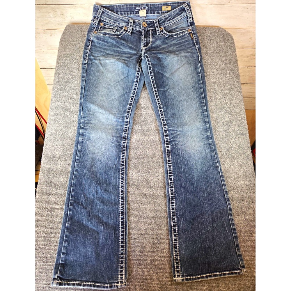 Silver Jeans Co Aiko Bootcut Womens W29 L33 Dark Wash Thick Stitch Y2K L9338SAF4